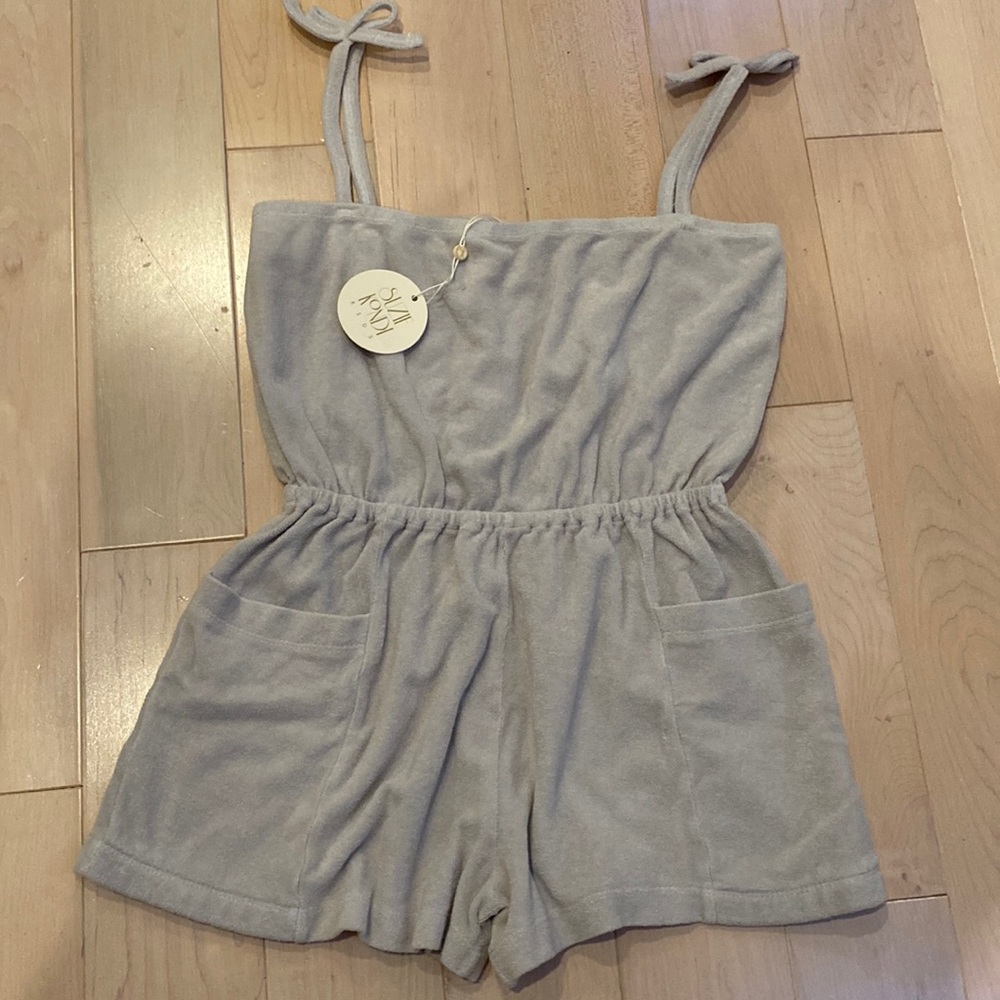 Suzie Kondi 100% organic cotton terry dove grey romper girls 12